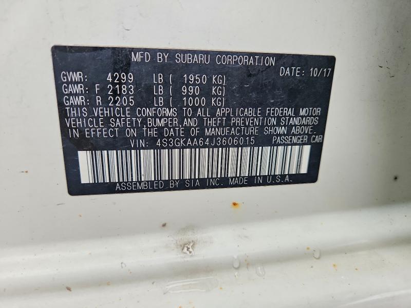 2018 Subaru Impreza მანქანა იყიდება აუქციონზე, vin: 4S3GKAA64J3606015, აუქციონის ნომერი: 62901906