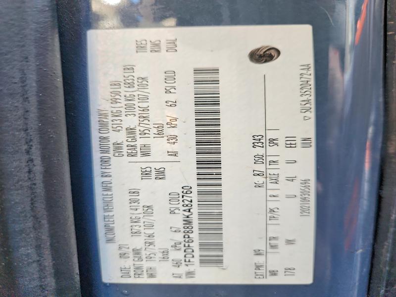 Aukcja sprzedaży 2021 Ford Transit, vin: 1FDDF6P88MKA82760, numer aukcji: 62349736