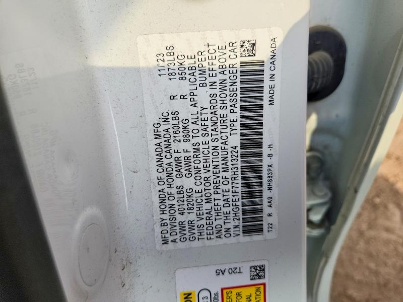 Aukcja sprzedaży 2024 Honda Civic, vin: 2HGFE1F77RH313224, numer aukcji: 61572856