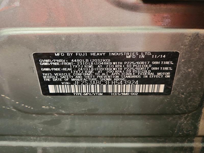 Продажа на аукционе авто 2015 Subaru Forester, vin: JF2SJABC3FH543924, номер лота: 58610456