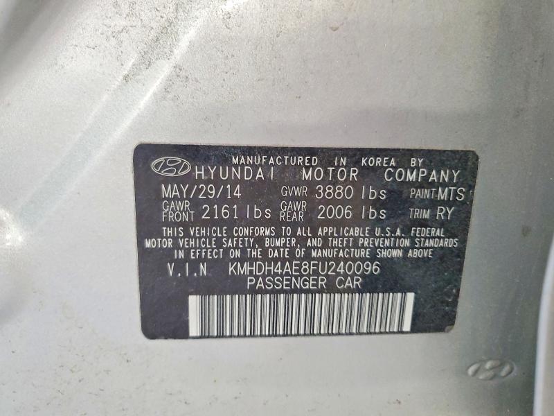 2015 Hyundai Elantra მანქანა იყიდება აუქციონზე, vin: KMHDH4AE8FU240096, აუქციონის ნომერი: 61853996
