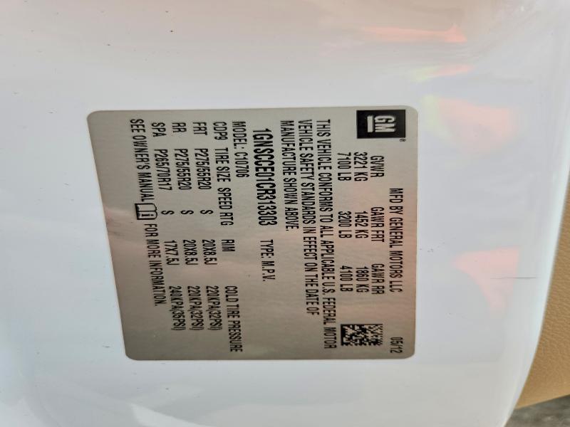 61935466 :رقم المزاد ، 1GNSCCE01CR313303 vin ، 2012 Chevrolet Tahoe مزاد بيع