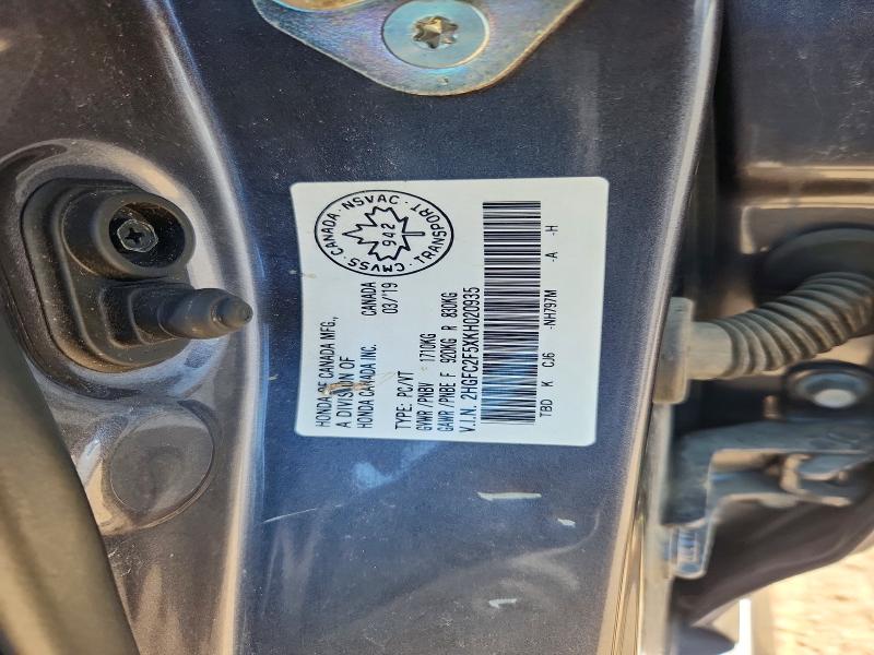 2019 Honda Civic მანქანა იყიდება აუქციონზე, vin: 2HGFC2F5XKH020935, აუქციონის ნომერი: 62576526