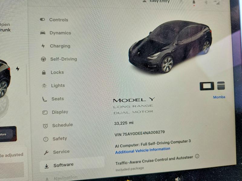 62760816 :رقم المزاد ، 7SAYGDEE4NA008279 vin ، 2022 Tesla Model Y مزاد بيع