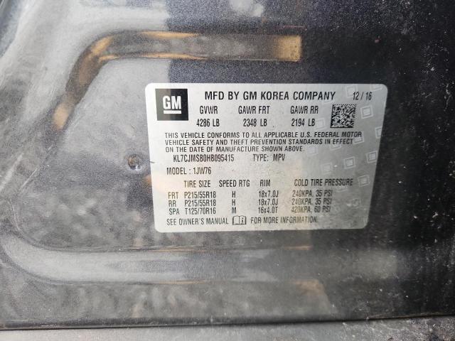 Продажа на аукционе авто 2017 Chevrolet Trax, vin: KL7CJMSB0HB095415, номер лота: 60809096