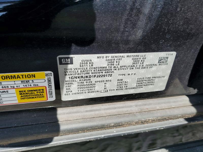 2015 Chevrolet Traverse მანქანა იყიდება აუქციონზე, vin: 1GNKRJKD1FJ229172, აუქციონის ნომერი: 59699936