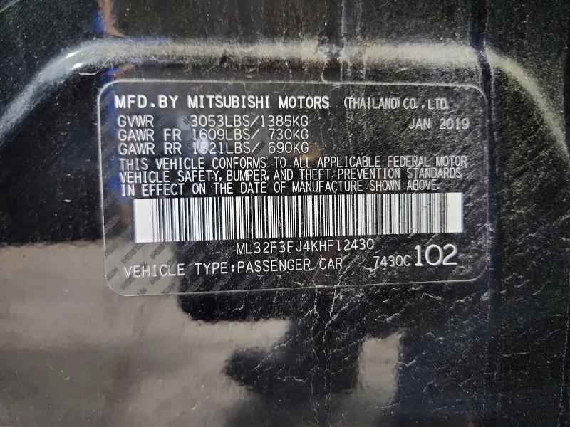 Aukcja sprzedaży 2019 Mitsubishi Mirage, vin: ML32F3FJ4KHF12430, numer aukcji: 61594066