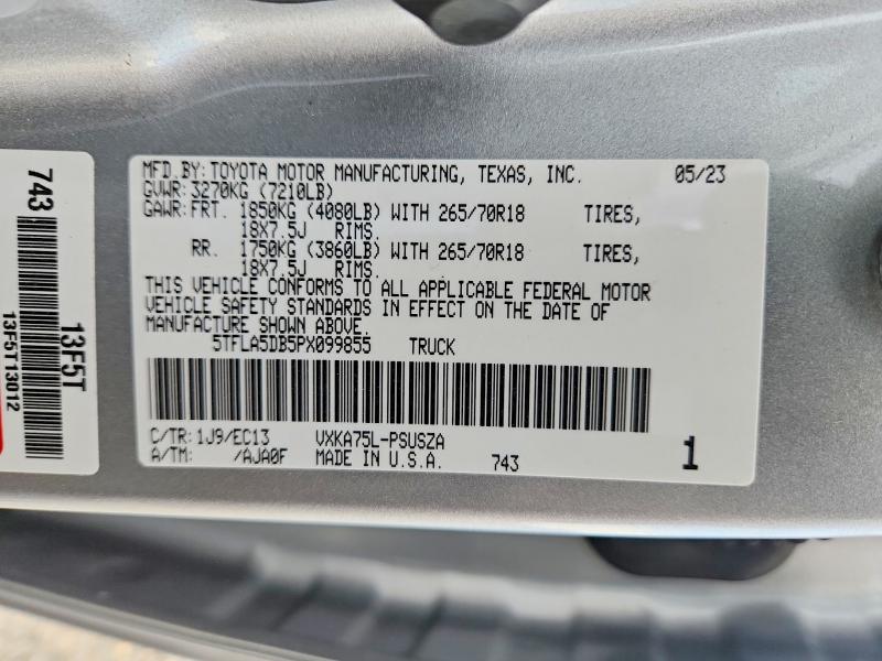 Aukcja sprzedaży 2023 Toyota Tundra, vin: 5TFLA5DB5PX099855, numer aukcji: 62775106