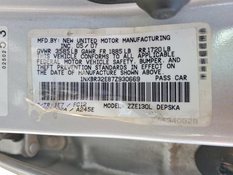 Aukcja sprzedaży 2007 Toyota Corolla, vin: 1NXBR32E87Z930669, numer aukcji: 60957266