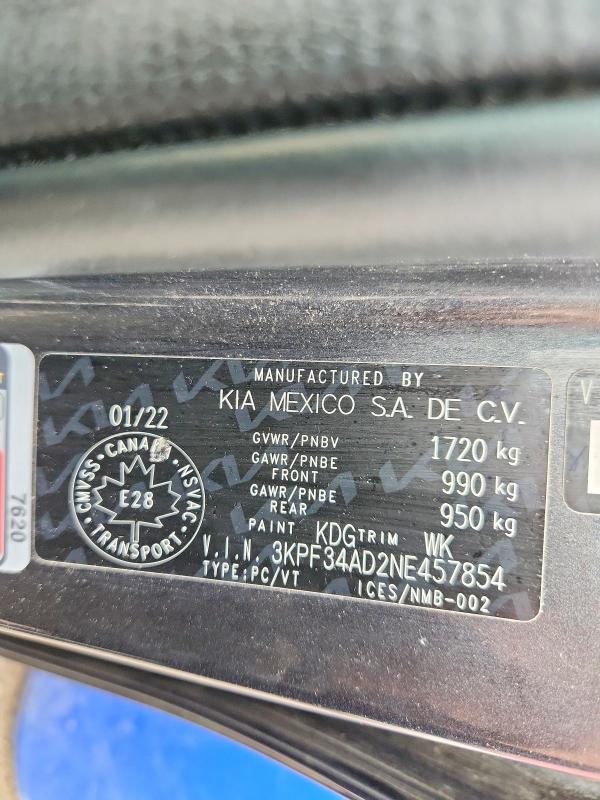 Продажа на аукционе авто 2022 Kia Forte, vin: 3KPF34AD2NE457854, номер лота: 85617065