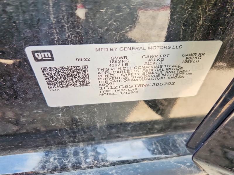 Продаж на аукціоні авто 2022 Chevrolet Malibu, vin: 1G1ZG5ST8NF205702, номер лоту: 59684426