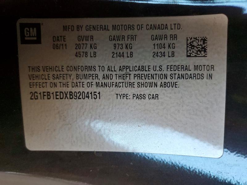60076716 :رقم المزاد ، 2G1FB1EDXB9204151 vin ، 2011 Chevrolet Camaro مزاد بيع