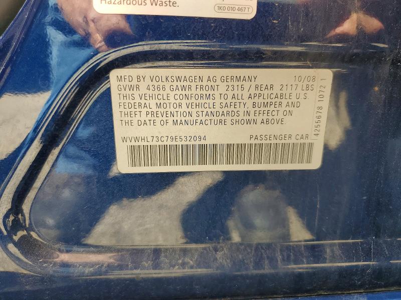 Aukcja sprzedaży 2009 Volkswagen Cc, vin: WVWHL73C79E532094, numer aukcji: 62276736
