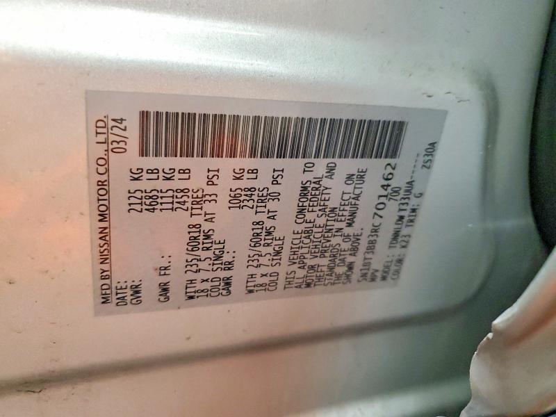 Aukcja sprzedaży 2024 Nissan Rogue, vin: 5N1BT3BB3RC701462, numer aukcji: 61179526