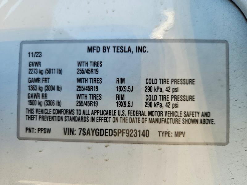 Aukcja sprzedaży 2023 Tesla Model  Y, vin: 7SAYGDED5PF923140, numer aukcji: 62861836