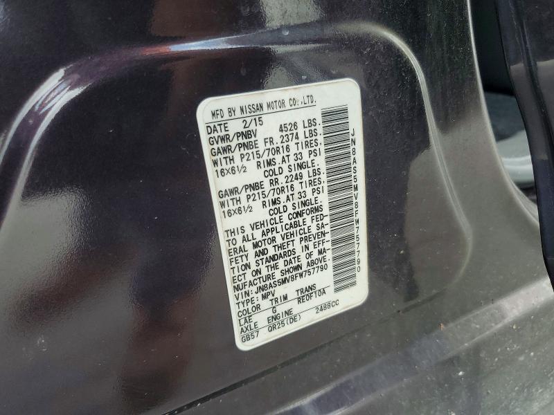 2015 Nissan Rogue Select მანქანა იყიდება აუქციონზე, vin: JN8AS5MV8FW757790, აუქციონის ნომერი: 60319146