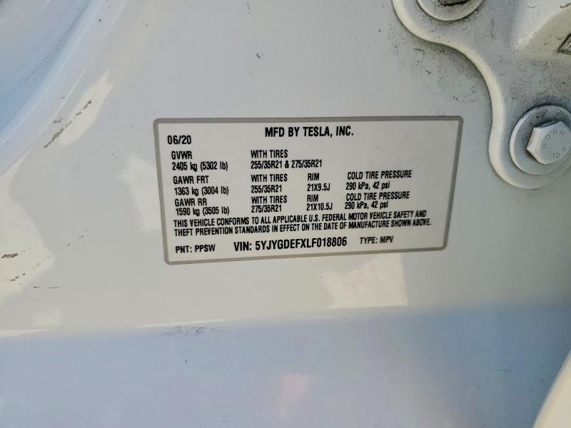 60081746 :رقم المزاد ، 5YJYGDEFXLF018806 vin ، 2020 Tesla Model Y مزاد بيع
