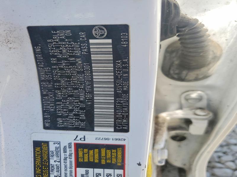 2015 Toyota Camry მანქანა იყიდება აუქციონზე, vin: 4T1BF1FK1FU080301, აუქციონის ნომერი: 62137556