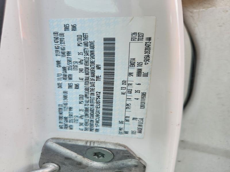 2014 Ford Escape მანქანა იყიდება აუქციონზე, vin: 1FMCU9GX1EUB75412, აუქციონის ნომერი: 61675576