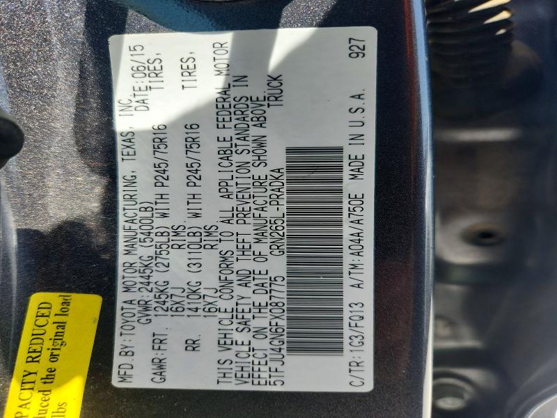 61944586 :رقم المزاد ، 5TFJU4GN6FX087775 vin ، 2015 Toyota Tacoma مزاد بيع