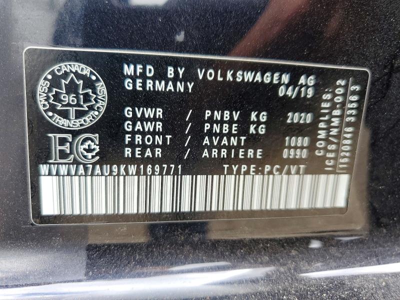 Auction sale of the 2019 Volkswagen Golf R, vin: WVWVA7AU9KW169771, lot number: 59120916