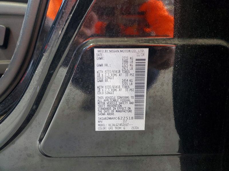 Aukcja sprzedaży 2015 Nissan Pathfinder, vin: 5N1AR2MN4FC622518, numer aukcji: 61538466
