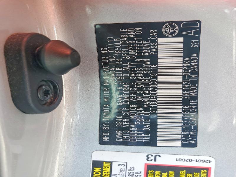 Aukcja sprzedaży 2013 Toyota Corolla, vin: 2T1BU4EE7DC019116, numer aukcji: 61027396