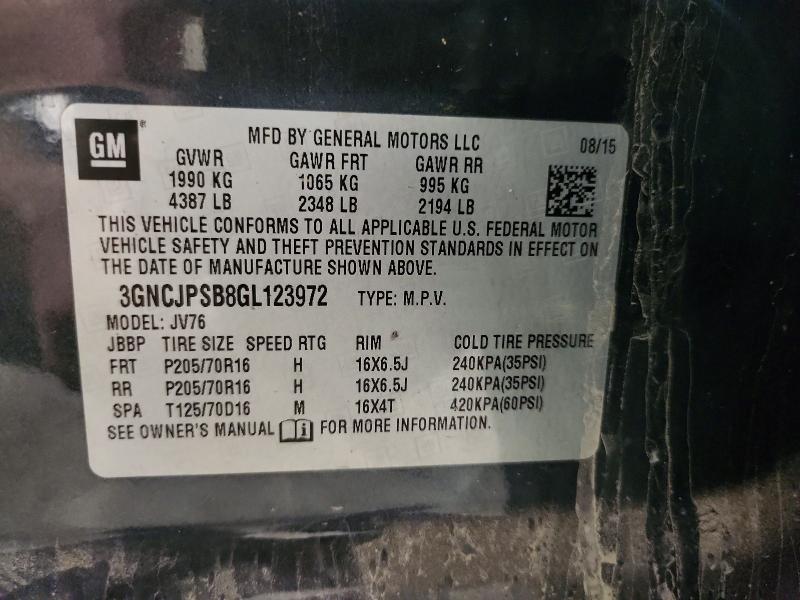 59331286 :رقم المزاد ، 3GNCJPSB8GL123972 vin ، 2016 Chevrolet Trax مزاد بيع