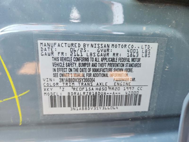 2025 Nissan Sentra მანქანა იყიდება აუქციონზე, vin: 3N1AB8DV3SY366064, აუქციონის ნომერი: 60010346