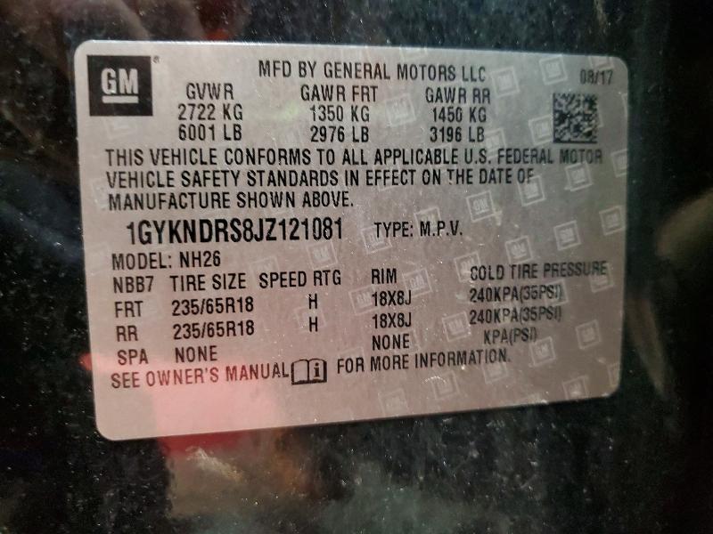 2018 Cadillac Xt5 მანქანა იყიდება აუქციონზე, vin: 1GYKNDRS8JZ121081, აუქციონის ნომერი: 60761806
