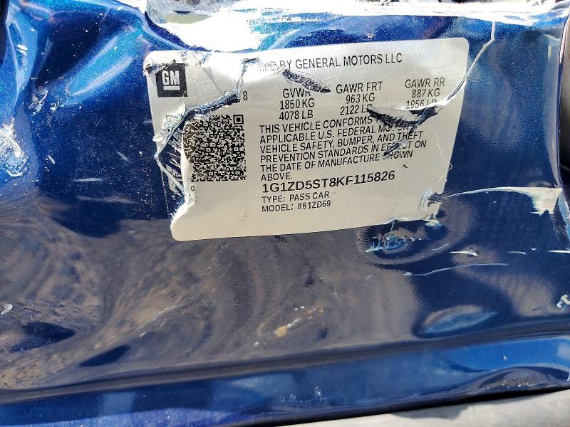 Aukcja sprzedaży 2019 Chevrolet Malibu, vin: 1G1ZD5ST8KF115826, numer aukcji: 60370296