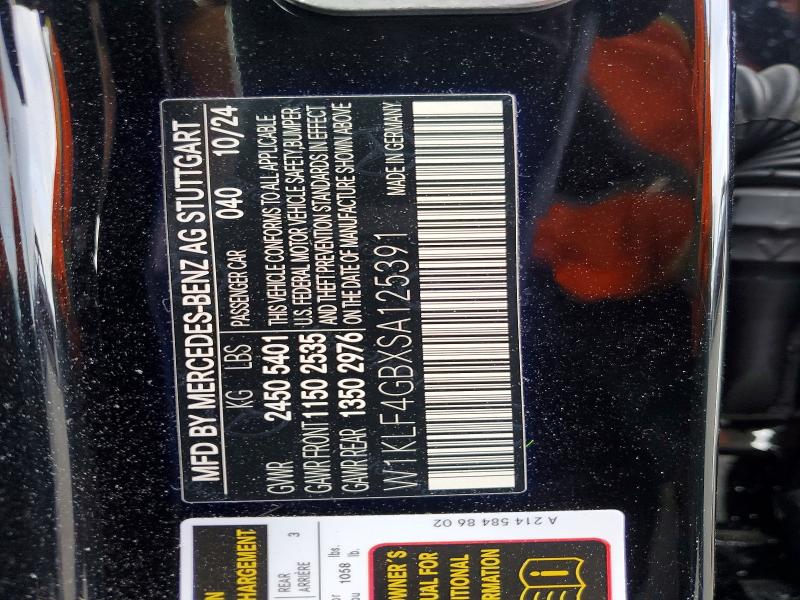 Aukcja sprzedaży 2025 Mercedes-benz E, vin: W1KLF4GBXSA125391, numer aukcji: 59720606