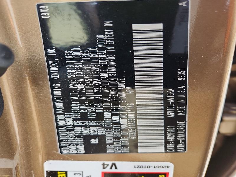 Auction sale of the 2009 Toyota Venza, vin: 4T3ZE11A39U017146, lot number: 58805136