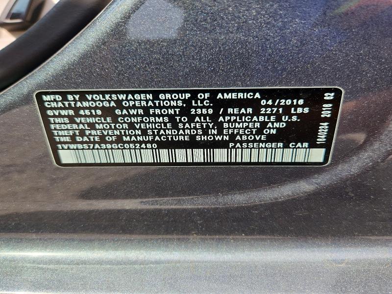 Aukcja sprzedaży 2016 Volkswagen Passat, vin: 1VWBS7A39GC052480, numer aukcji: 59608786