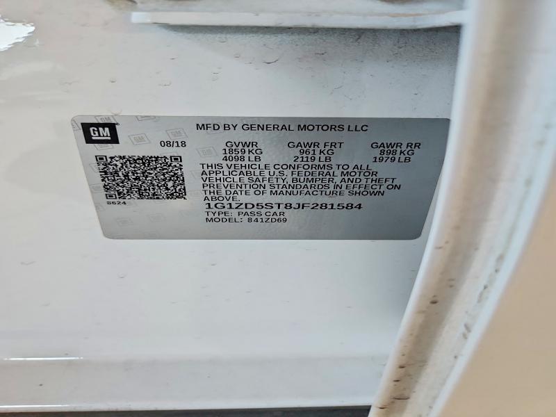Aukcja sprzedaży 2018 Chevrolet Malibu, vin: 1G1ZD5ST8JF281584, numer aukcji: 60090476