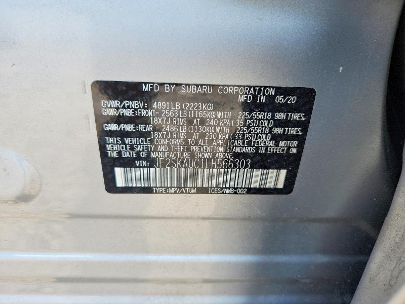 62495796 :رقم المزاد ، JF2SKAUC1LH566303 vin ، 2020 Subaru Forester مزاد بيع