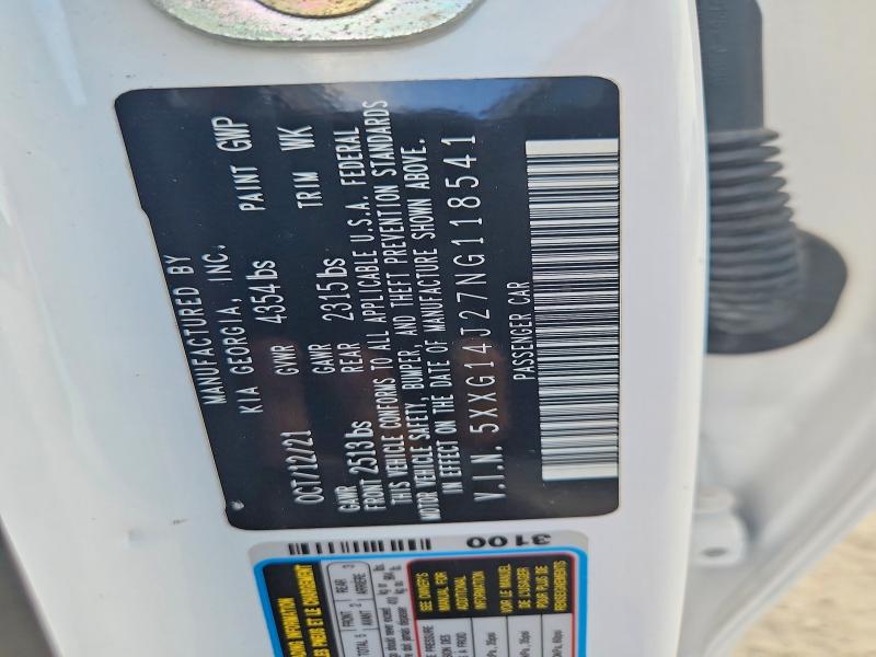 59863626 :رقم المزاد ، 5XXG14J27NG118541 vin ، 2022 Kia K5 مزاد بيع