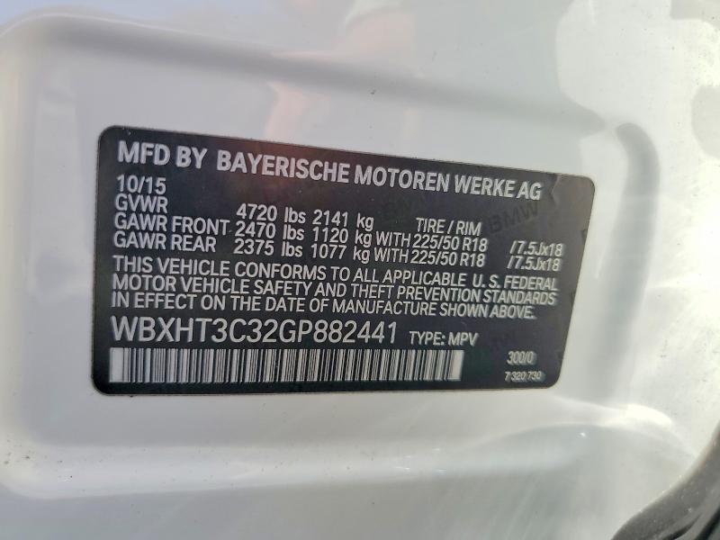 60085086 :رقم المزاد ، WBXHT3C32GP882441 vin ، 2016 Bmw X1 مزاد بيع