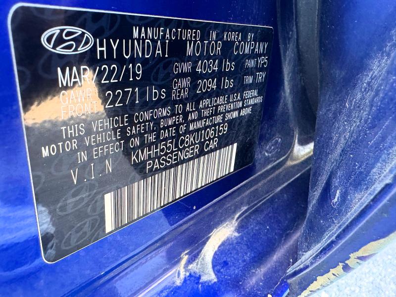 Aukcja sprzedaży 2019 Hyundai Elantra Gt, vin: KMHH55LC8KU106159, numer aukcji: 60720276