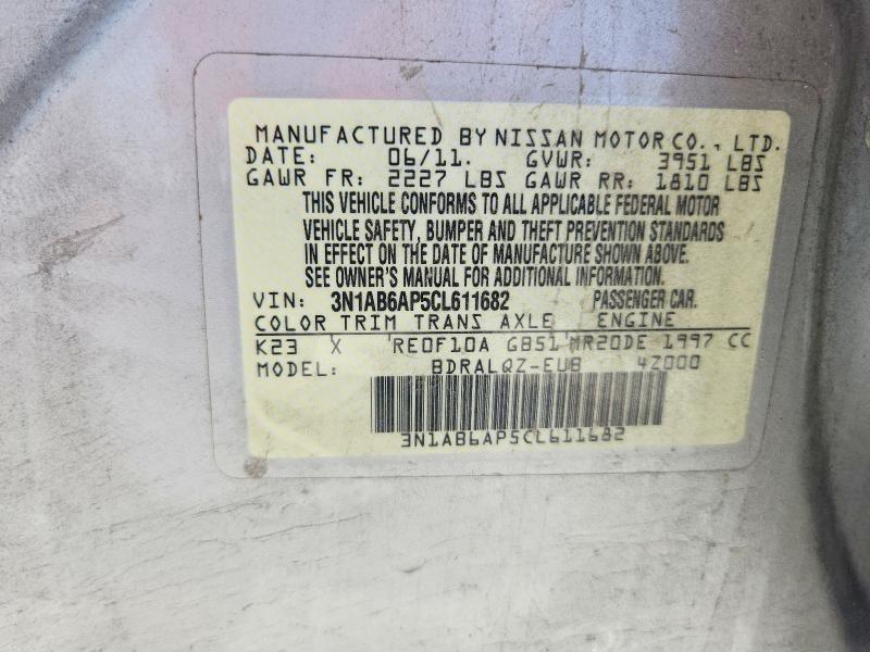Продажа на аукционе авто 2012 Nissan Sentra, vin: 3N1AB6AP5CL611682, номер лота: 60589036