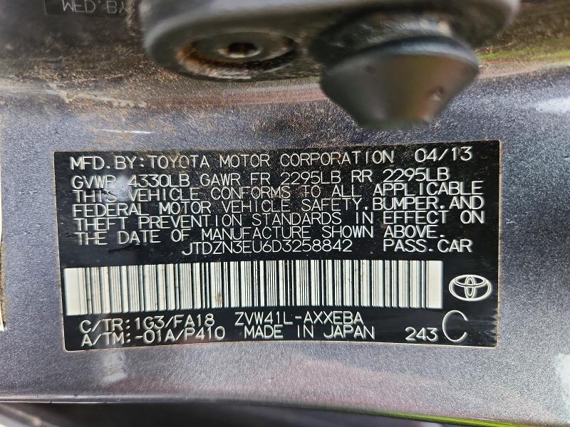 2013 Toyota Prius V მანქანა იყიდება აუქციონზე, vin: JTDZN3EU6D3258842, აუქციონის ნომერი: 58417436