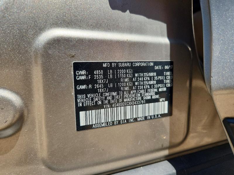 Продажа на аукционе авто 2017 Subaru Outback, vin: 4S4BSEKCXH3433791, номер лота: 60871846