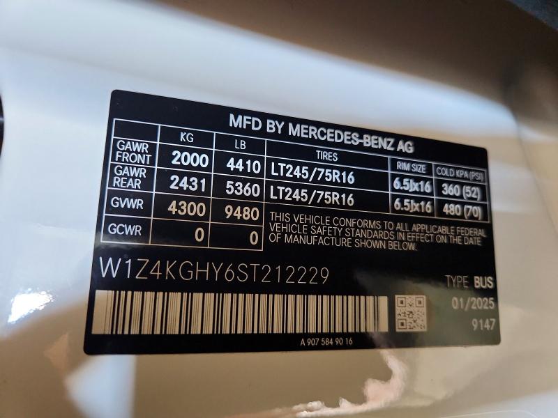 61572066 :رقم المزاد ، W1Z4KGHY6ST212229 vin ، 2025 Mercedes-benz Sprinter مزاد بيع
