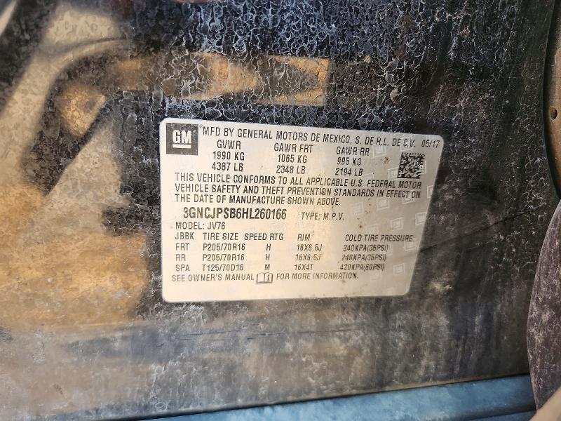 62414376 :رقم المزاد ، 3GNCJPSB6HL260166 vin ، 2017 Chevrolet Trax مزاد بيع