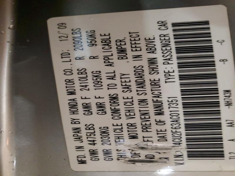 Aukcja sprzedaży 2010 Acura Tsx, vin: JH4CU2F63AC017351, numer aukcji: 60594446