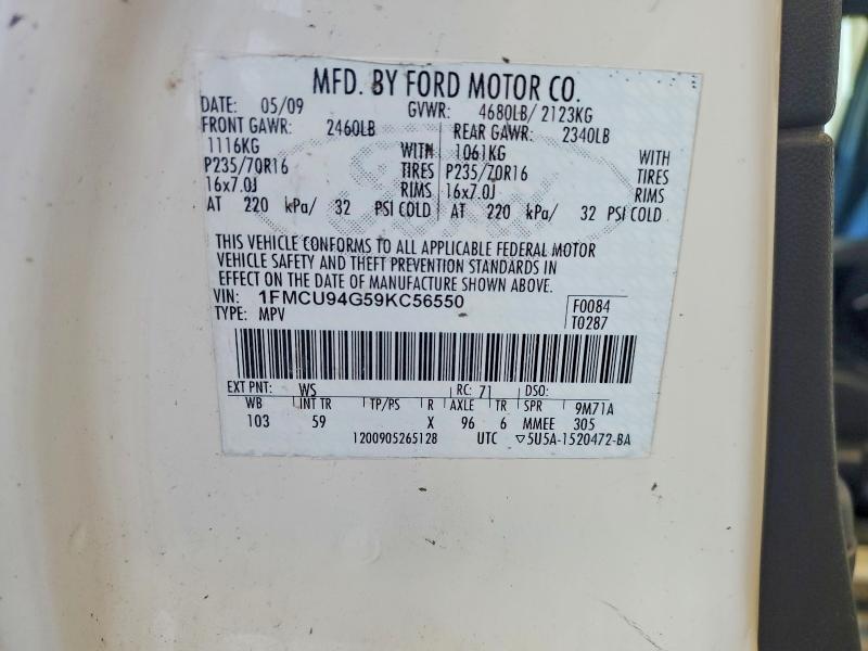 63288656 :رقم المزاد ، 1FMCU94G59KC56550 vin ، 2009 Ford Escape مزاد بيع
