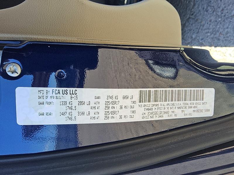 Продаж на аукціоні авто 2016 Dodge Grand Caravan, vin: 2C4RDGBG1GR130402, номер лоту: 59725076