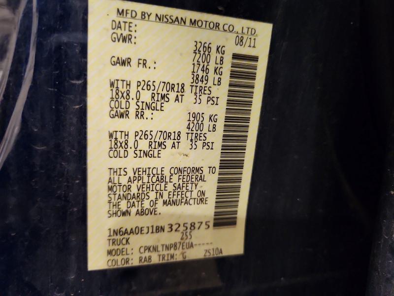 Продажа на аукционе авто 2011 Nissan Titan, vin: 1N6AA0EJ1BN325875, номер лота: 59231046