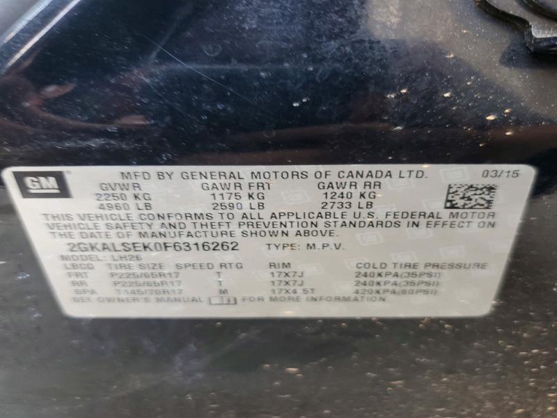 59590466 :رقم المزاد ، 2GKALSEK0F6316262 vin ، 2015 Gmc Terrain مزاد بيع