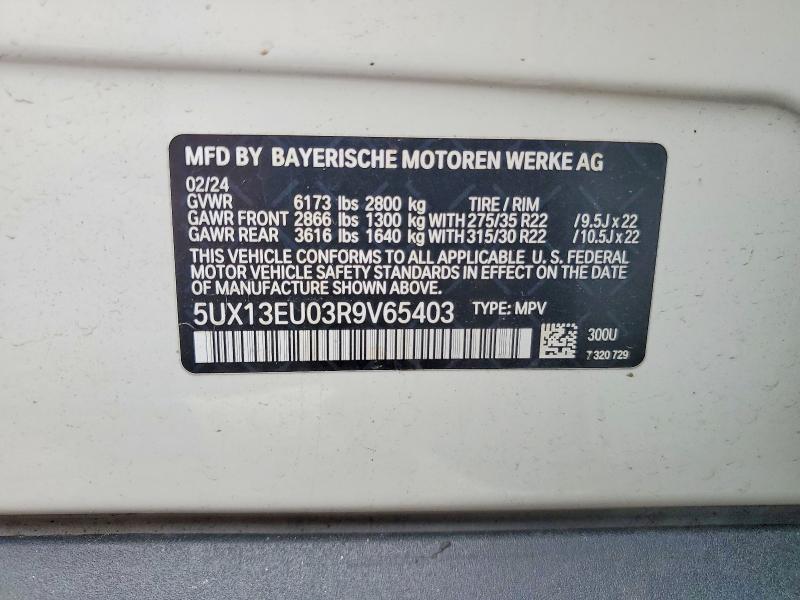 60655146 :رقم المزاد ، 5UX13EU03R9V65403 vin ، 2024 Bmw X5 مزاد بيع